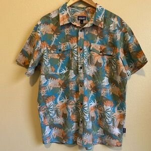Patagonia Colorful 100% Organic Cotton Ms Steersman Hawaiian Shirt Men’s Large